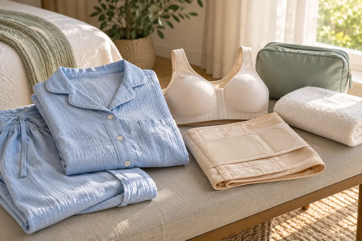 Front-opening clothes and support garments prepared for postoperative recovery